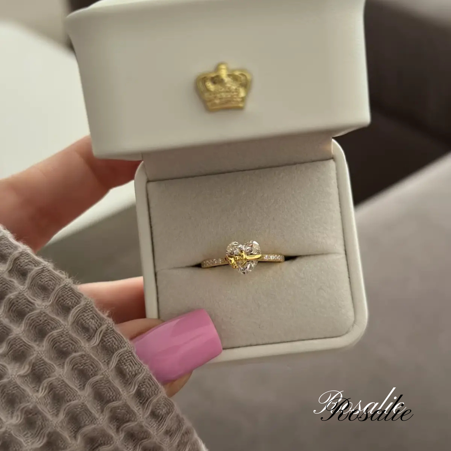 Gold Bow Heart Ring
