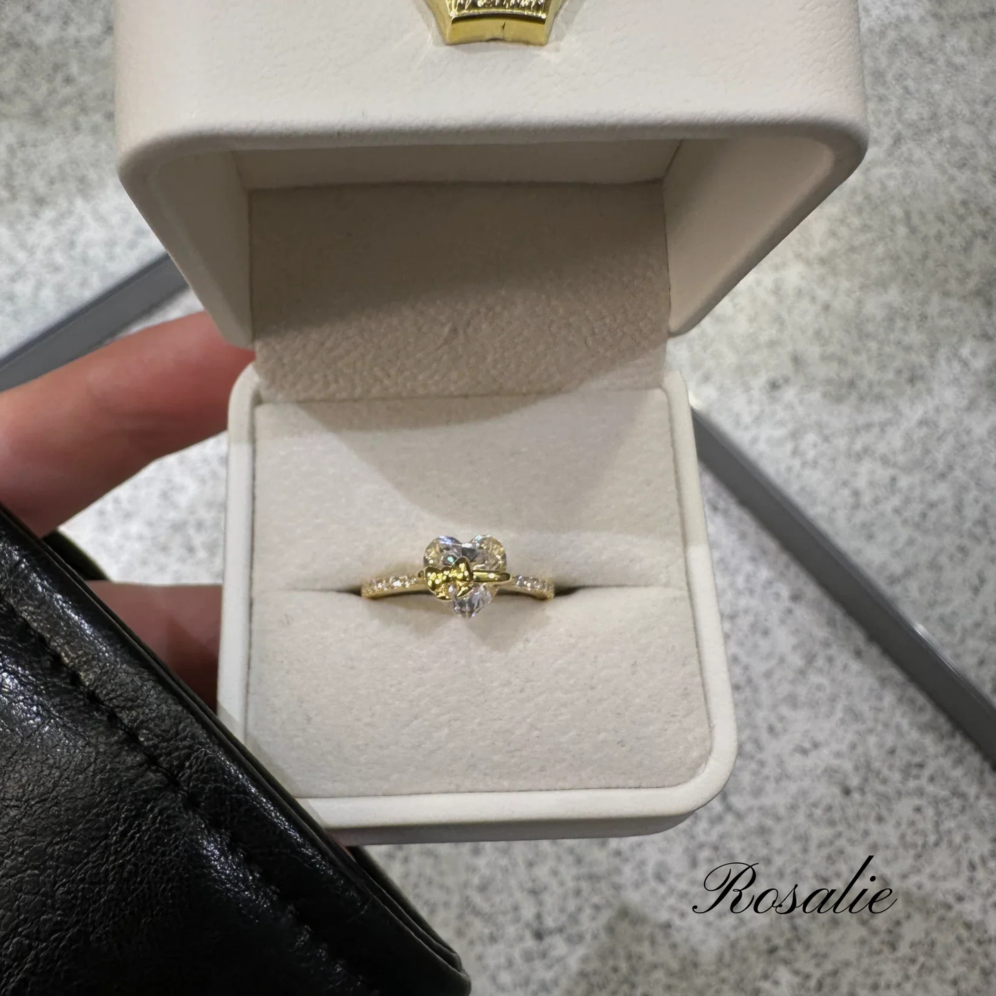 Gold Bow Heart Ring