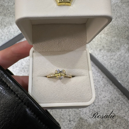 Gold Bow Heart Ring