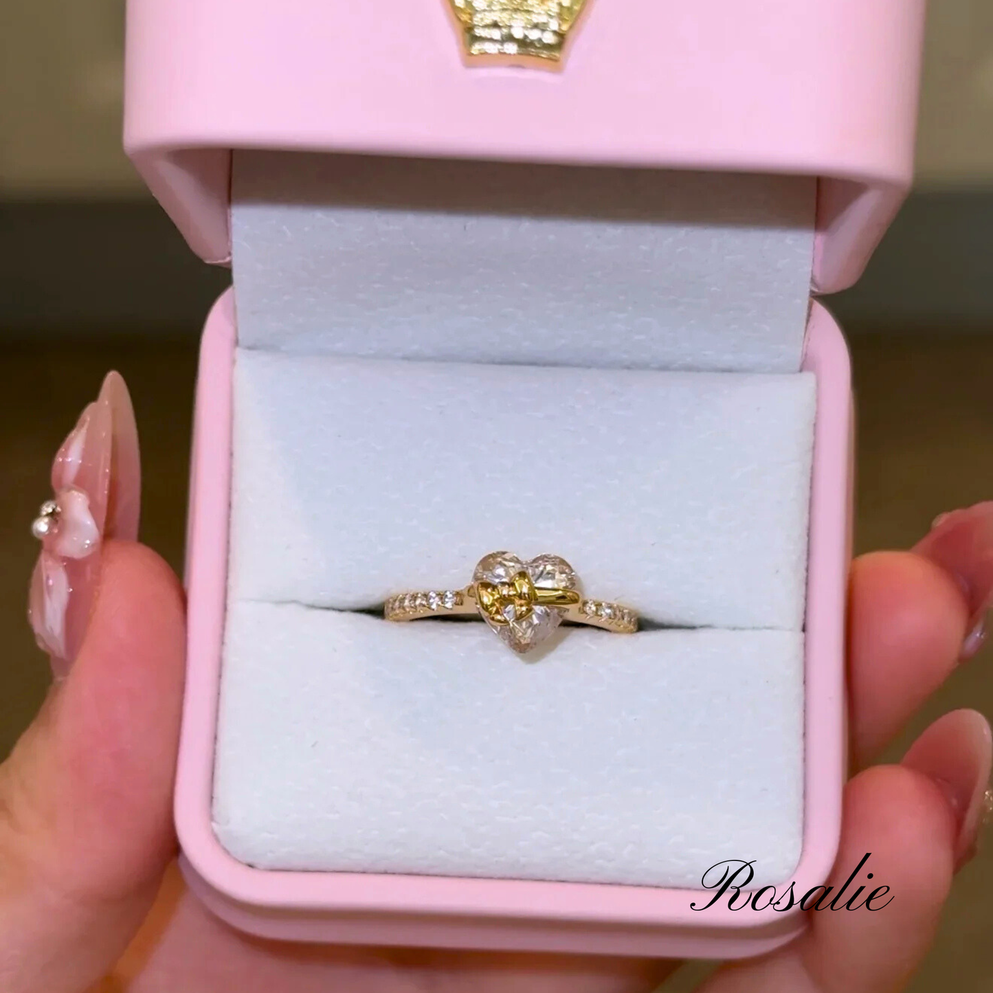 Gold Bow Heart Ring